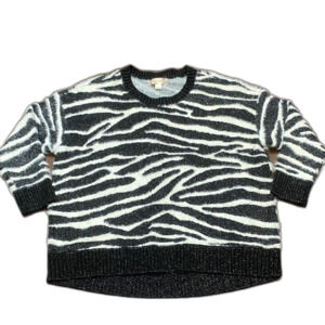 Band of Gypsies Zebra Print Fuzzy Knit Sweater